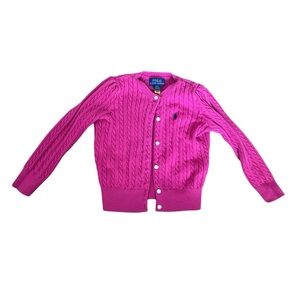 Polo Ralph Lauren cable knit cardigan sweater - pink, EUC - 4T